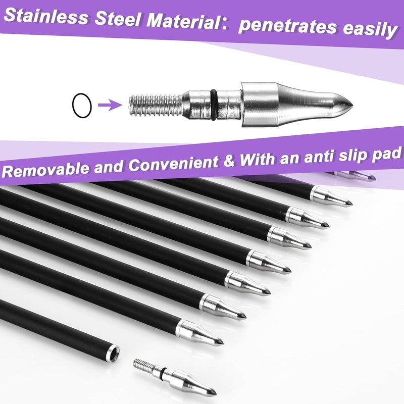 Arrowbash 24 Pcs 31.5 Inch Arrows for Compound Bow Hunting Arrows Carbon Arrows with 3 Inch Plastic Arrow Feathers and Removable Tips 500-600 Spine Archery Target Arrows for Recurve Bow - Image 4